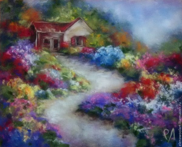 Живопись шерстью Елена мар весенний пейзаж