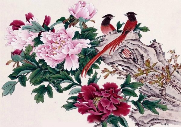 Китайская живопись пионы