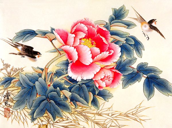 Китайская живопись Хуа Няо пион