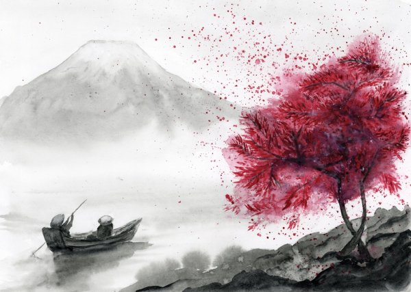 Япония акварель