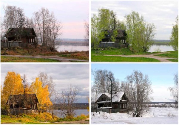 Пейзаж днем и вечером