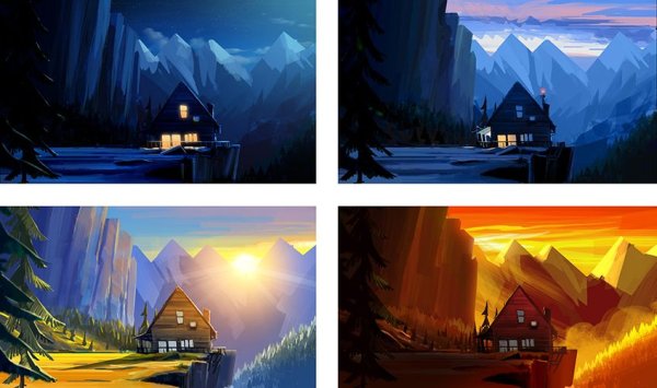 Пейзаж в Разное время суток