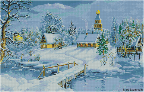 Алмазная мозаика зимняя тишина Молли