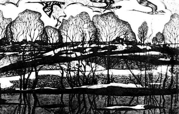 Весна на линогравюре