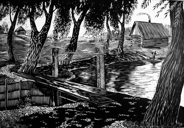 Графика пейзажи черно-белые