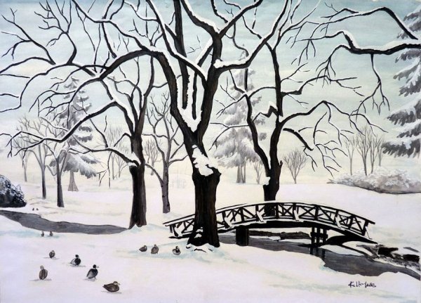 Русская деревня линогравюра