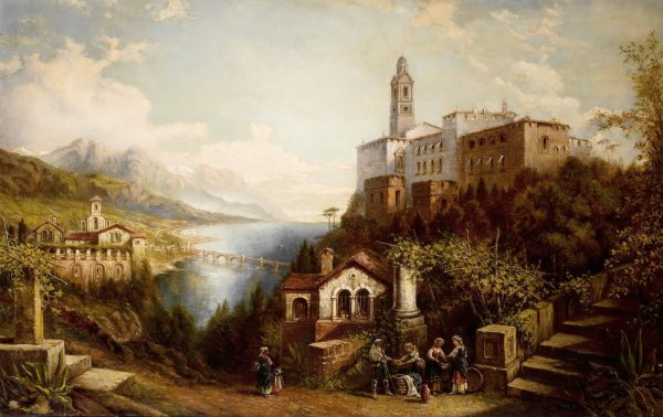 Пейзаж с мостом и замком андреас Леонард