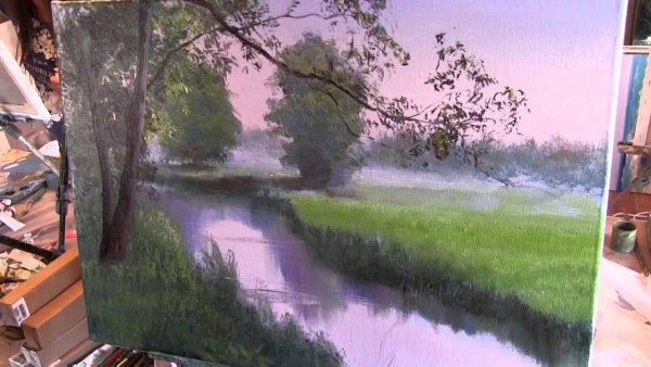 Рисование пейзаж маслом художника Игоря Сахарова