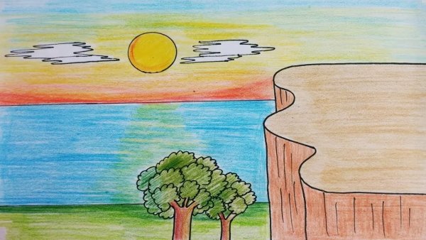 Весенний пейзаж карандашом