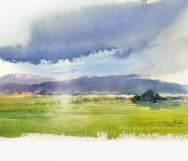 Этюды на состояние природы акварелью