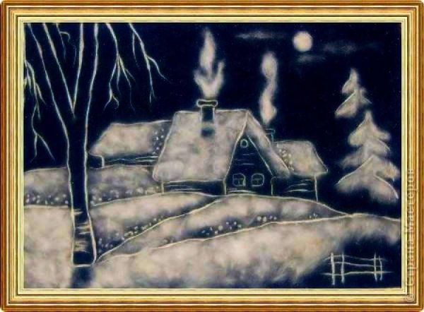 Зимнее панно из ваты