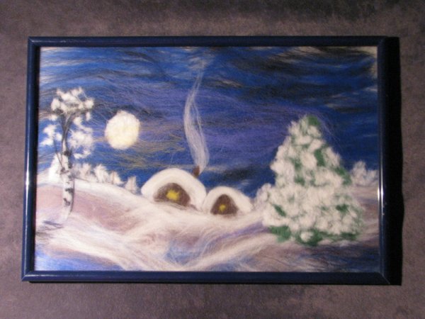 Новогоднее панно из шерсти