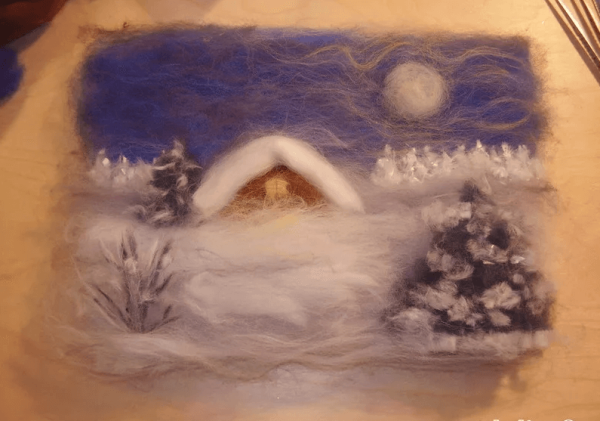 Зимняя картина из ваты