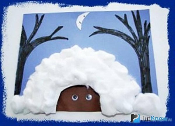 Аппликация зима в деревне