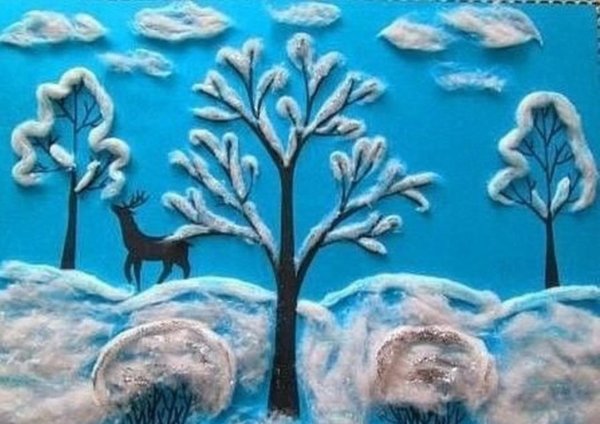 Аппликация зимнее дерево