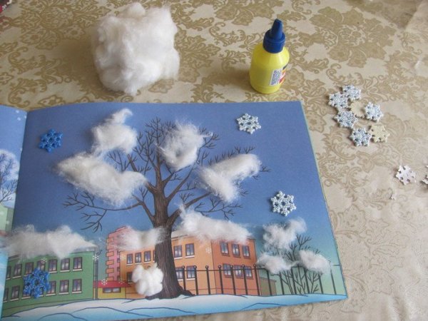 Зимний пейзаж из ваты