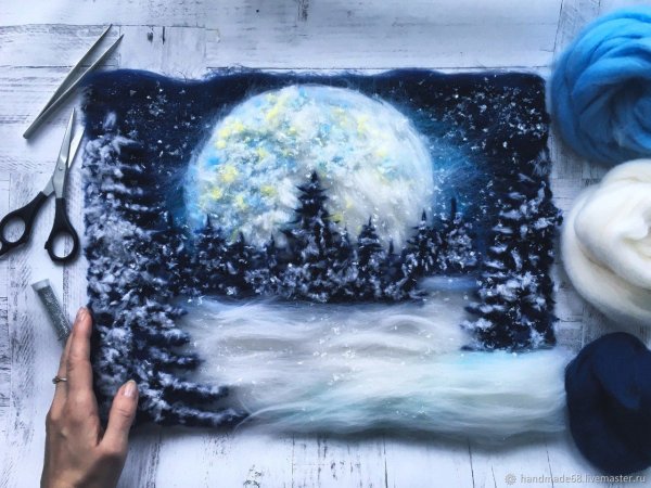 Новогодние картины из ваты