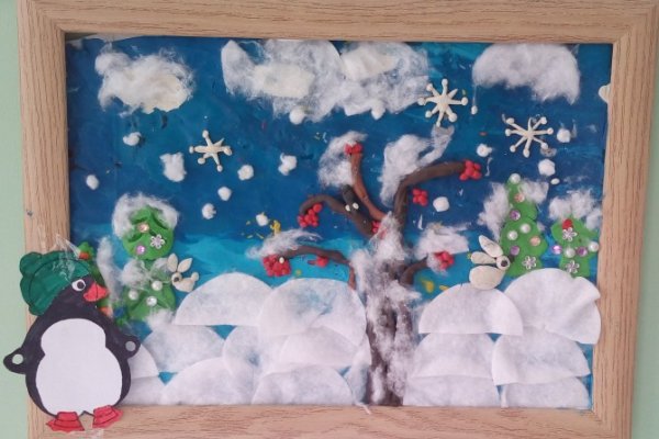 Аппликация домик в снегу