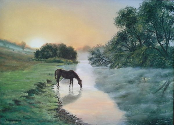 В Маркова пейзаж с лошадью картина