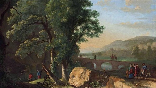 Герман Ван Сваневельт итальянский пейзаж с мостом