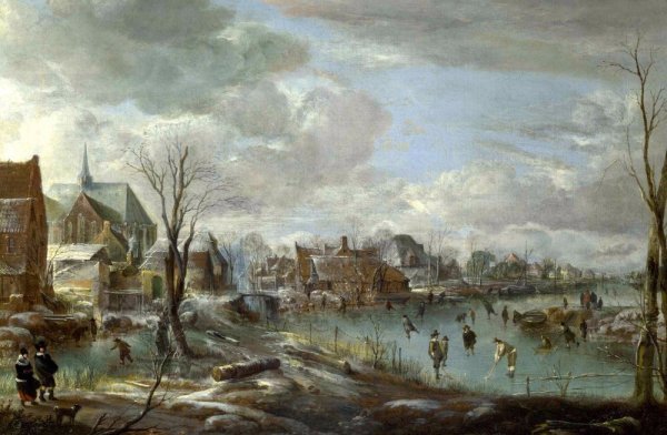 Арт Ван дер Неер замерзшая река