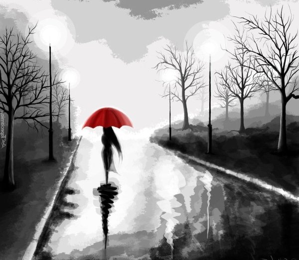 Кот уходит в даль рисунок