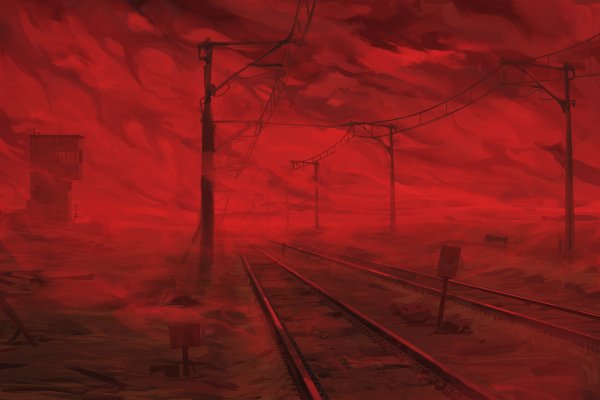 Красный пейзаж арт