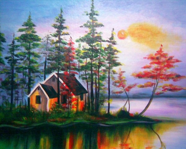 Домик красками