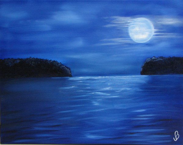 Море ночью красками