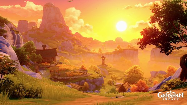 Долина ветров пейзаж Геншин