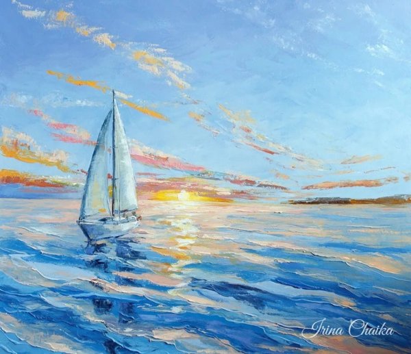 Марина морской пейзаж мастихином