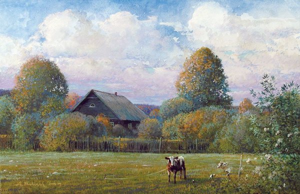 Сельский пейзаж художника Мазеева