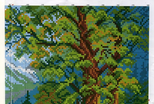 Деревья лес вышивка