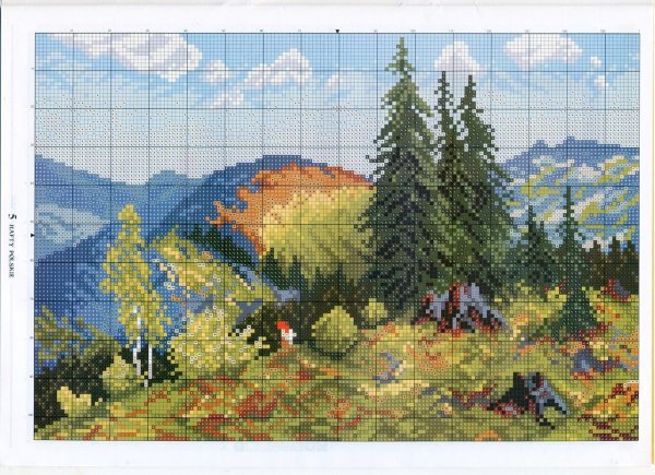 Пейзаж по клеточкам