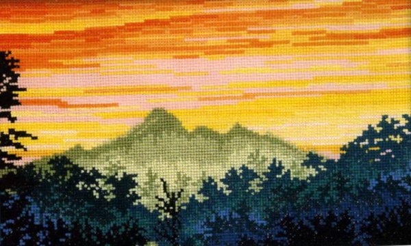 Пейзаж по клеточкам