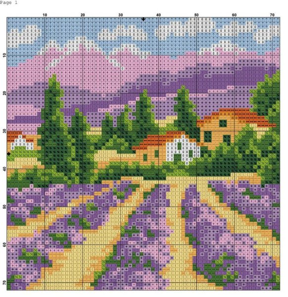 Вышивка крестом зимний домик схемы