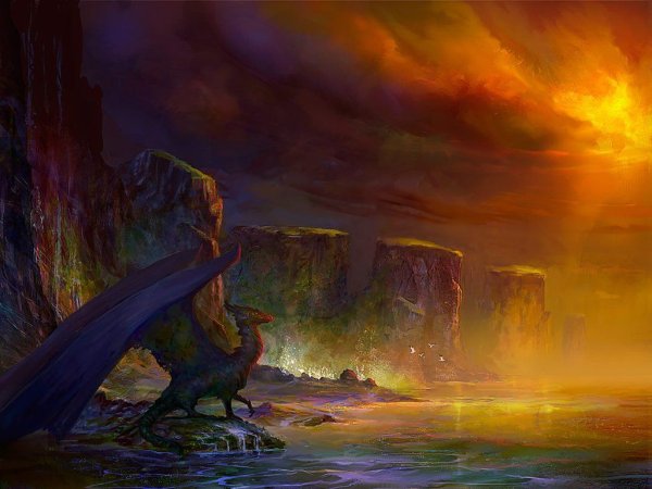 Фэнтези пейзажи с драконами