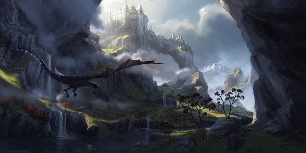 Фэнтези пейзаж драконы война