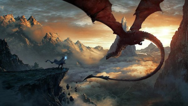 Эпические пейзажи фэнтези с драконами