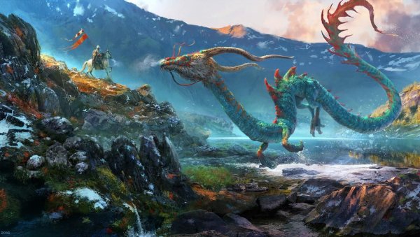 Морские пейзажи с драконами