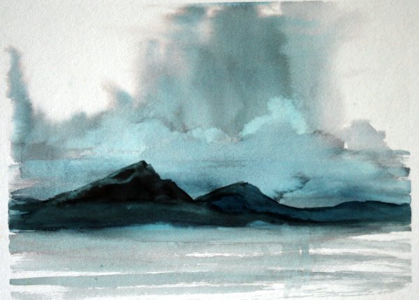 Минималистические пейзажи акварелью