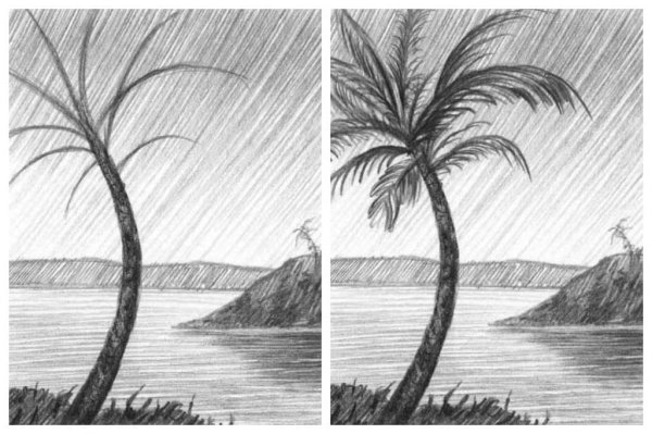 Пейзаж простым карандашом