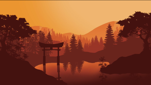 Векторные пейзажи в японском стиле