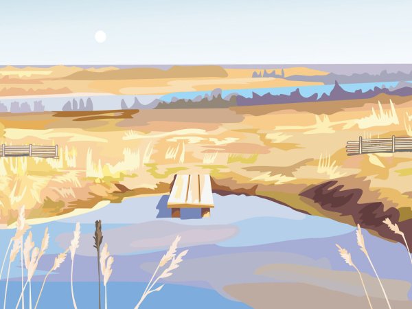 Векторная Графика пейзаж река