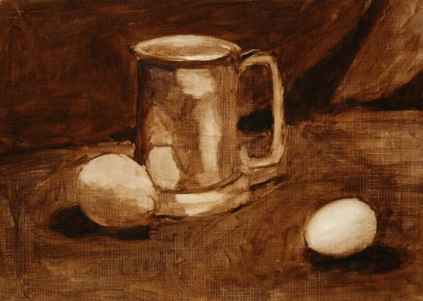 Этюд яблока гризайль