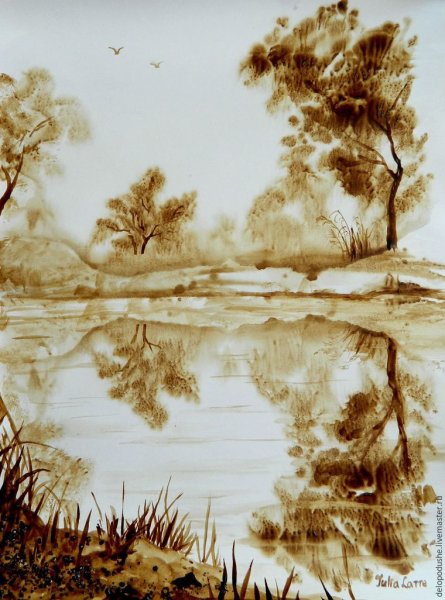 Кофейный пейзаж монотипия