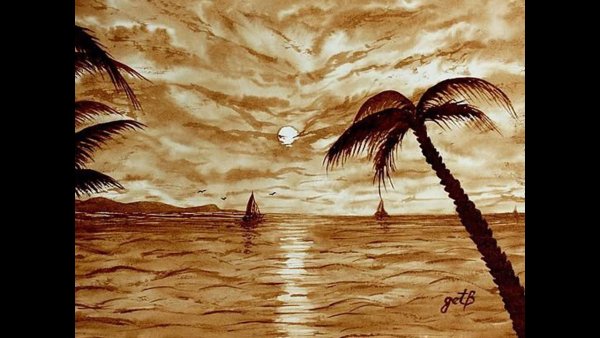 Кофейная живопись пейзаж