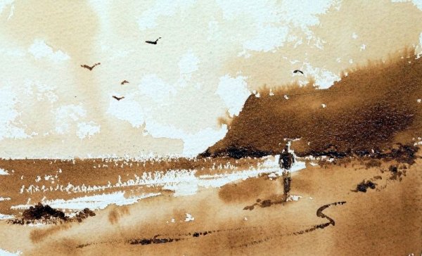 Акварель в коричневых тонах