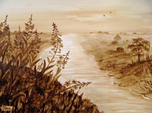 Кофейная живопись пейзаж