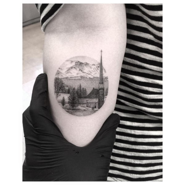 Маленькие тату с пейзажем